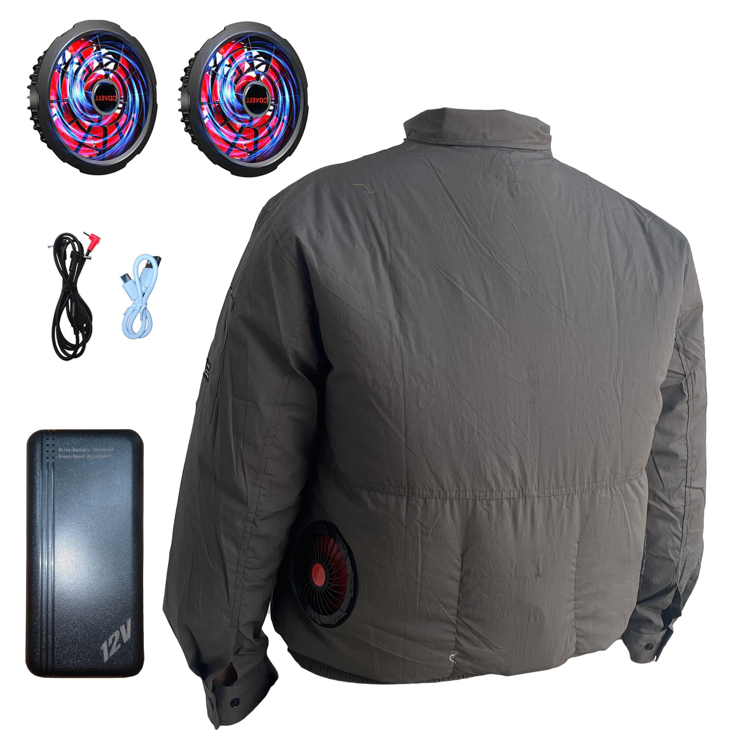 Army Green Cooling Jacket with Dual Fans, 12V Rechargeable Battery, Lightweight & Breathable for Outdoor Work, Sports, and Summer Heat